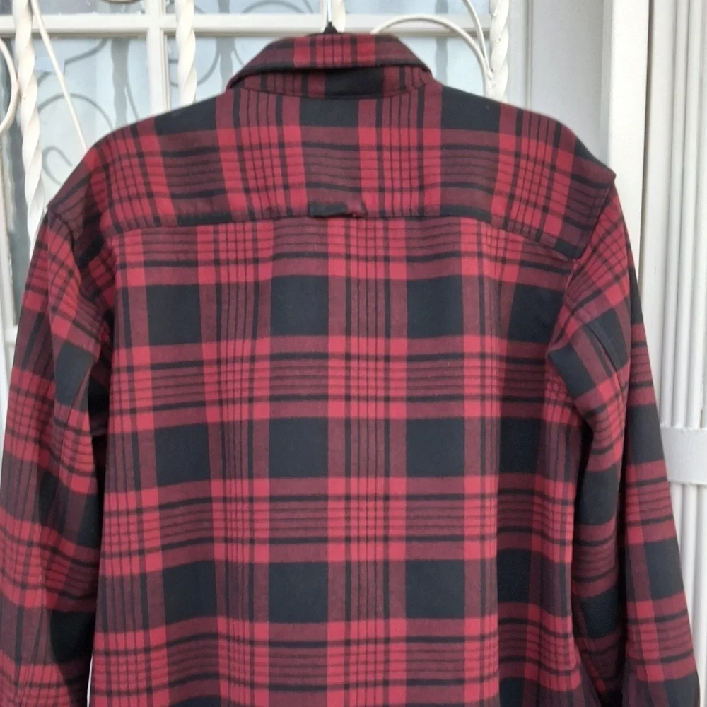 Columbia Sportswear Red Plaid Button-Up Long Sleeve Shirt Jacket  Men Size Large